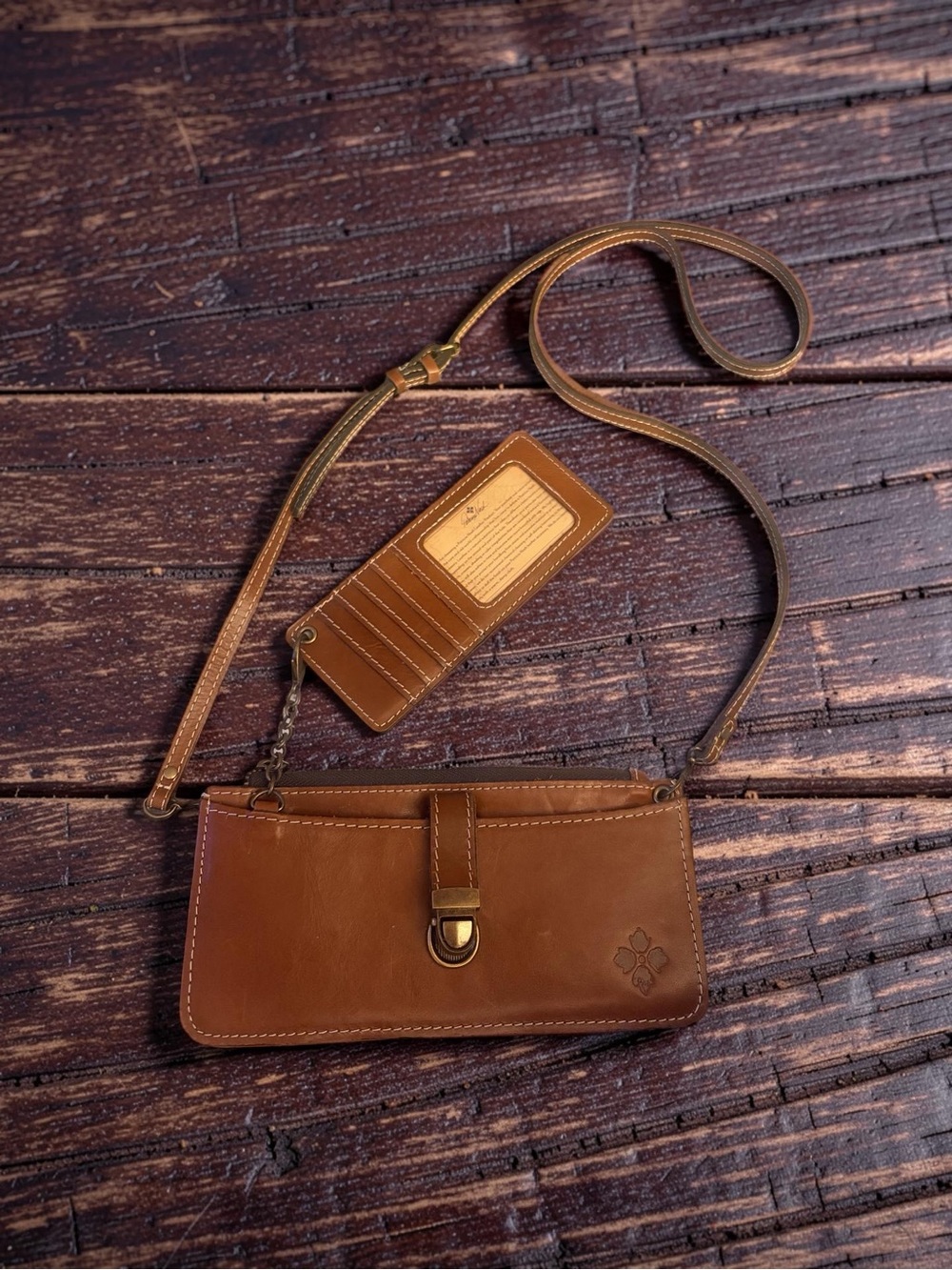 Patricia Nash Tan Leather Crossbody Wallet Bag with Cardholder